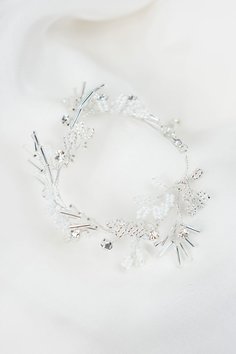 Aureus Flos ozdoby ślubne do włosów i ekskluzywna biżuteria damska handmade orla bransoletka slubna glamour srebrna (3)